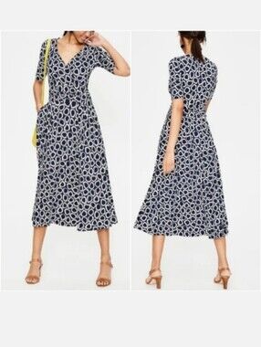 Boden navy white Kassidy Jersey dress 4L
